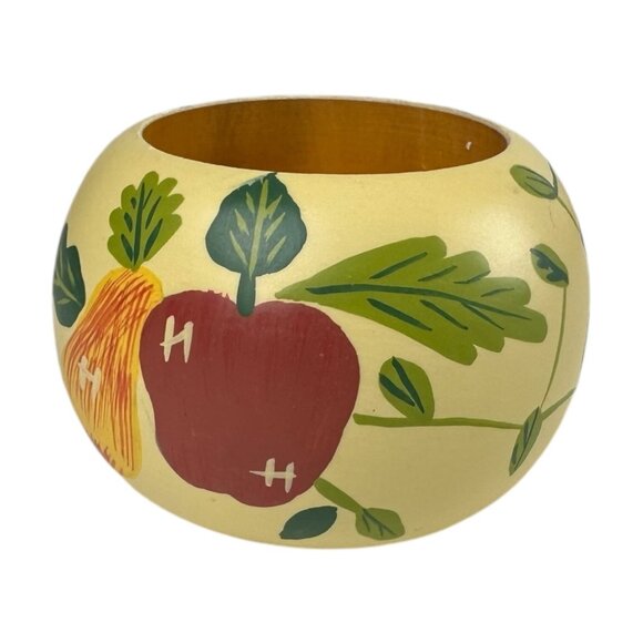KEMP & BEATLEY Hand Painted Wood Napkin Rings French Provincial Apple Grape *12* - Picture 2 of 10